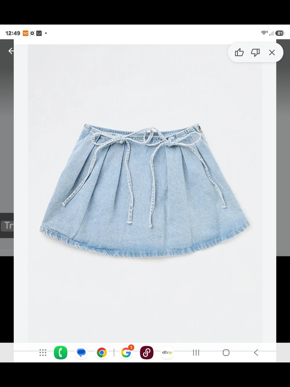 Bershka Light Blue Denim Tie-Waist Circle Mini Skirt
